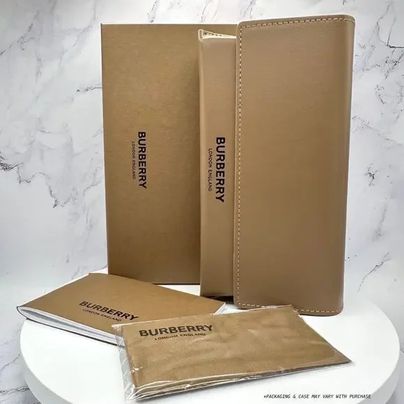 New Burberry Eyeglasses Brown Check Sand Square 52mm w/ Box & Case BURBERRY - Picture 6 of 7